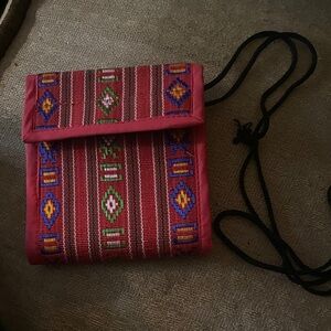 Ethnic Patterned Red Crossbody Bag